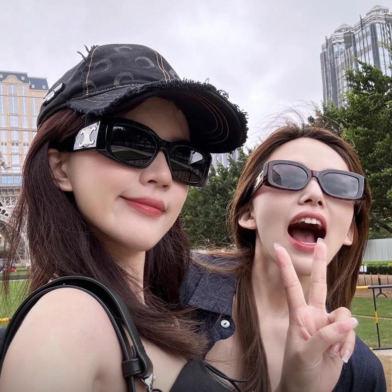 Internet celebrity square narrow frame sunglasses new sunglasses women sunscreen face small sunglasses