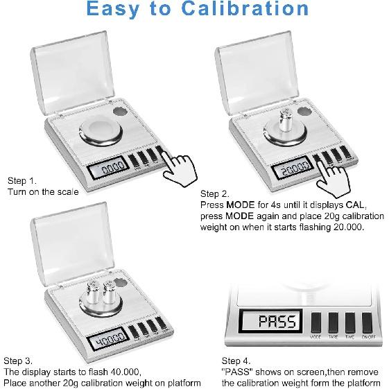 Milligram Scale, 50g/0.001g Digital Milligram Scale with Calibration Weights Jewelry and Gem Scale Mg Scale for Reloading