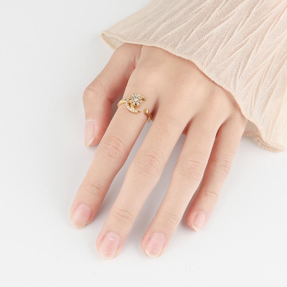 Women Anxiety Relief Spiral Spinner Ring Adjustable Open Band With Zircon Stress Reducing Jewelry For Calming