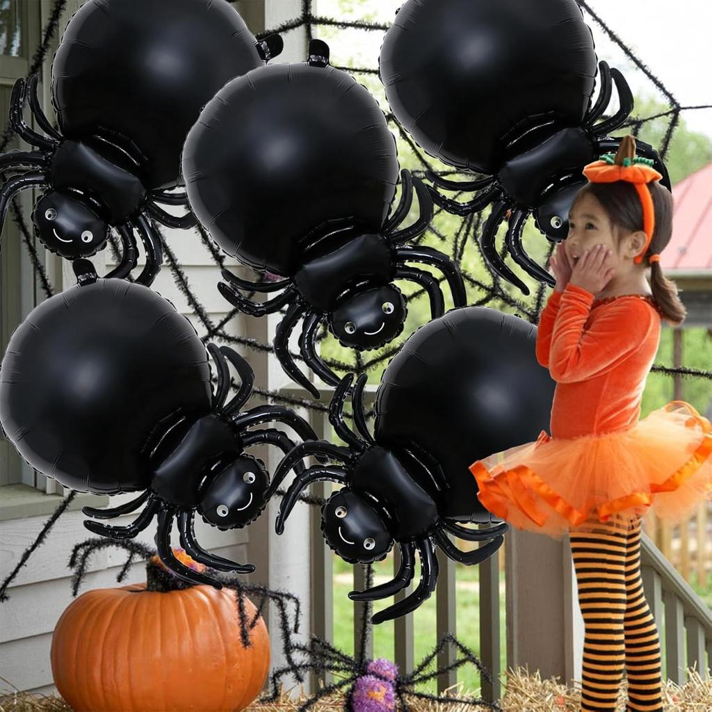 20/1pc Halloween Black Spider Balloons Large Foil Balloon Kids Inflatable Toys Horror Spider Halloween Props Party Decoration