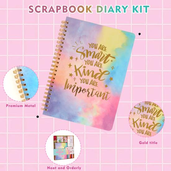 Набор для дневника для девочек Yousheng для детей 8-12 лет, набор канцелярских принадлежностей «сделай сам» с цветными ручками, наклейками, лентой, принадлежностями для скрапбукинга