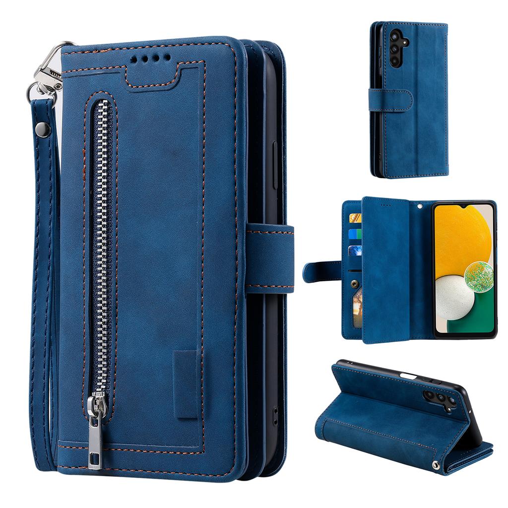 For Samsung Galaxy S25 Case PU Leather Phone Cover with Zipper Wallet 9 Card Slots