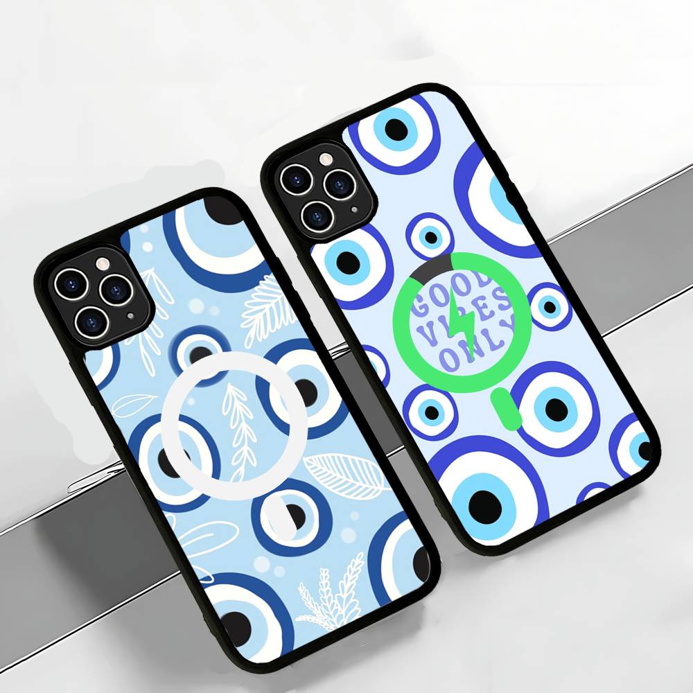 Чехол для телефона «Синий Глаз Удачи» и «Сглаз» для iPhone 16 15 14 13 12 11 17 Pro Max Plus Магнитная Беспроводная Защитная Крышка