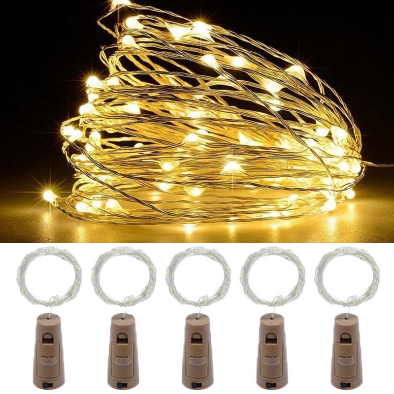 Bar LED Wine Bottle Cork 1M 2M String Lights Christmas Decoration Led Lamp Bottle Fairy Lights Holiday Copper Wire Lights String