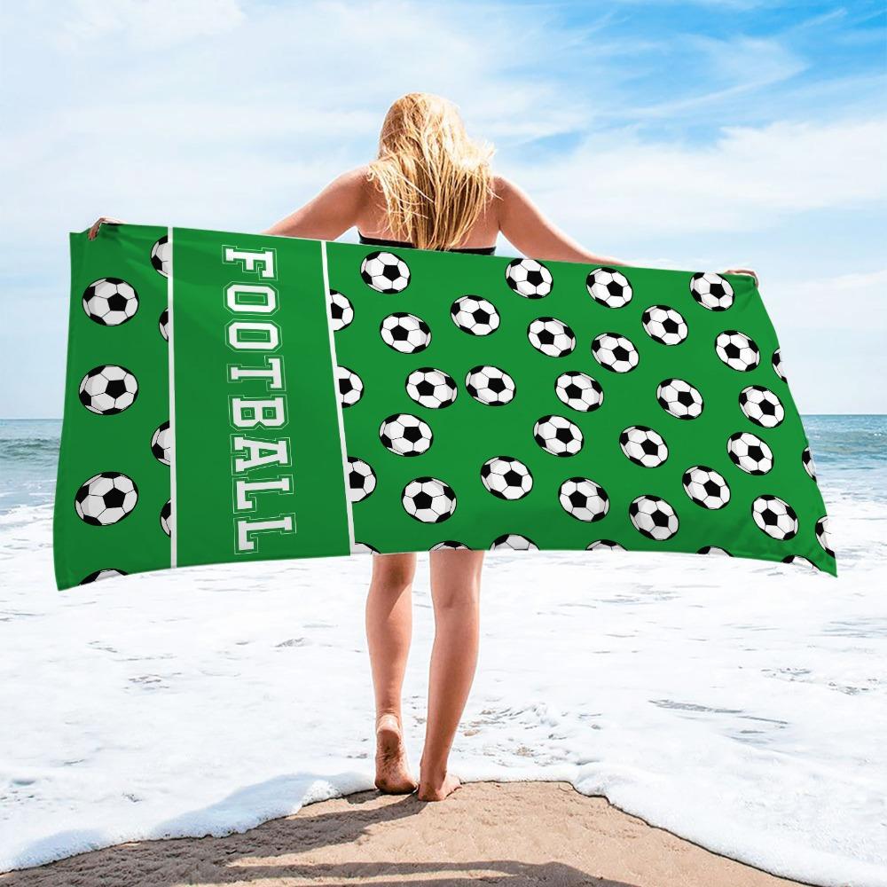 Portable Football Print Beach Towel Soft Shower Towel Creative Quick-Dry Beach Scarf Beach