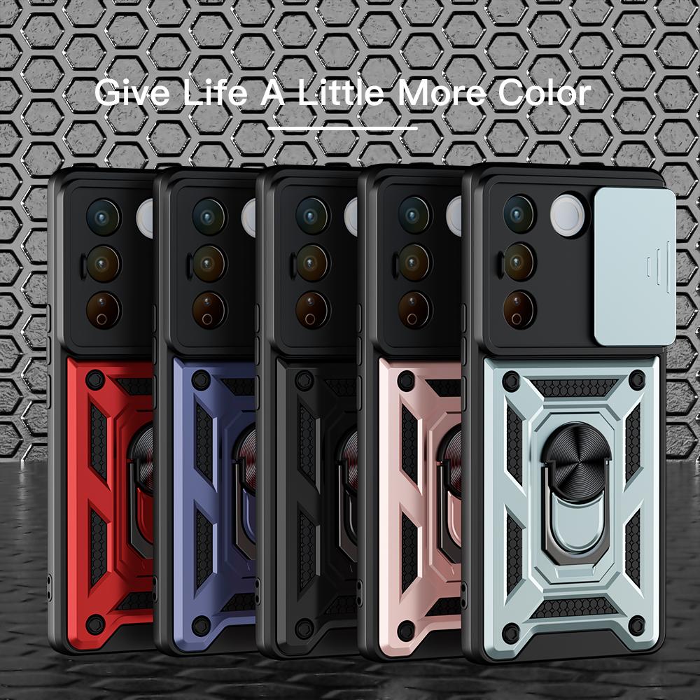 KEYSION Противоударный защитный чехол для VIVO V27 5G V27e V25e, защитное кольцо для объектива камеры, чехол-подставка для телефона для VIVO Y36 5G Y35