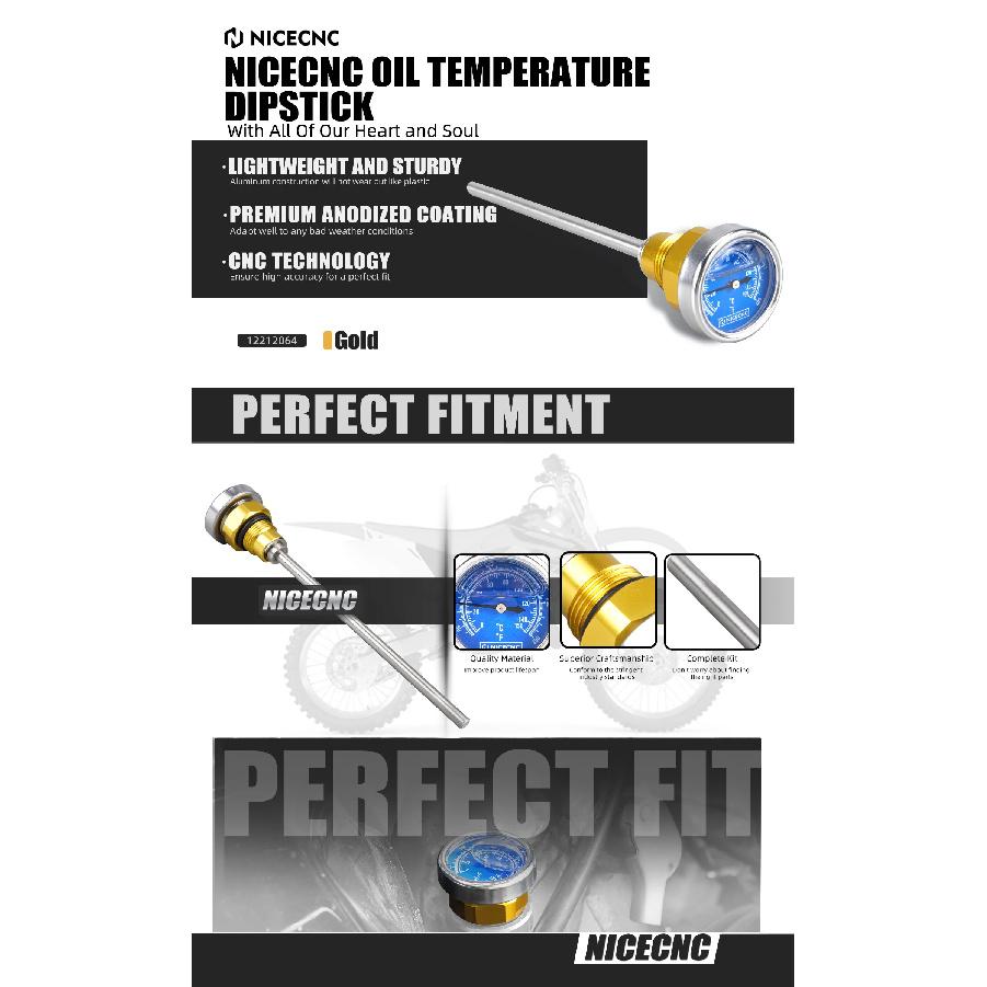 NICECNC For Suzuki DRZ400 DRZ400S DRZ400SM DR-Z 400 S SM 2000-2024 Aluminum Motorcycle Oil Temperature Thermometer Dipstick