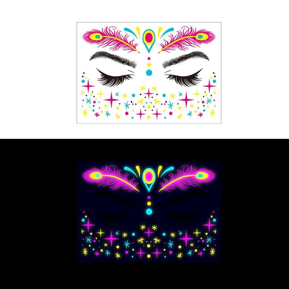 Waterproof Decorations Stickers Fluorescent Glowing Tattoos Face Stickers  Nightclub