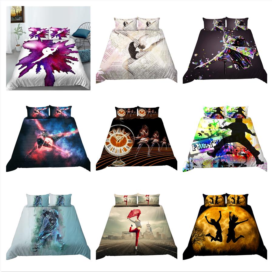 Роскошный домашний комплект постельного белья с 3D танцевальным узором, полноразмерное пододеяльник и наволочка, моющееся удобное постельное белье для спальни с принтом теней для танца