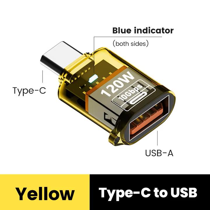 OTG-адаптер Type C на USB A мощностью 120 Вт, адаптер USB 3.2 на Type C (мама), подходит для iPhone 15, 16, Macbook, iPad, поддерживает быструю зарядку