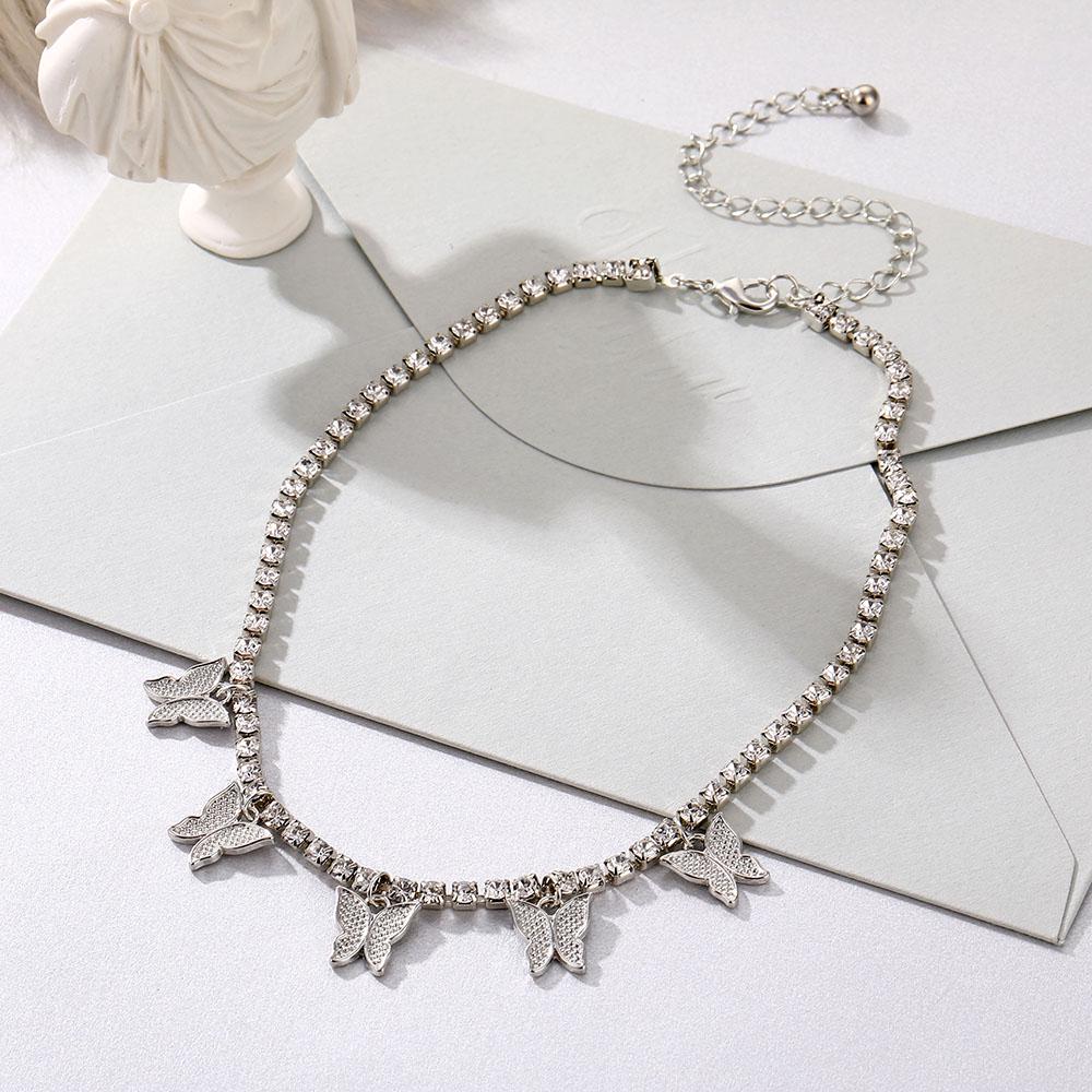 Ожерелье с бабочкой, кулон с бабочкой, ожерелье, женская цепочка на ключицу, модные женские украшения, подарок для девушки