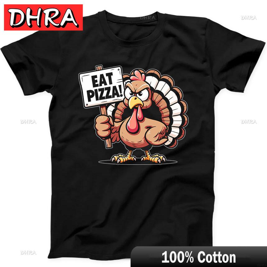 Thanksgiving Turkey Eat Pizza Best Seller Funny Gift Tee Black T Shirt Y2K Tshirts Tees for Weekend Style TShirt Ropa Hombre