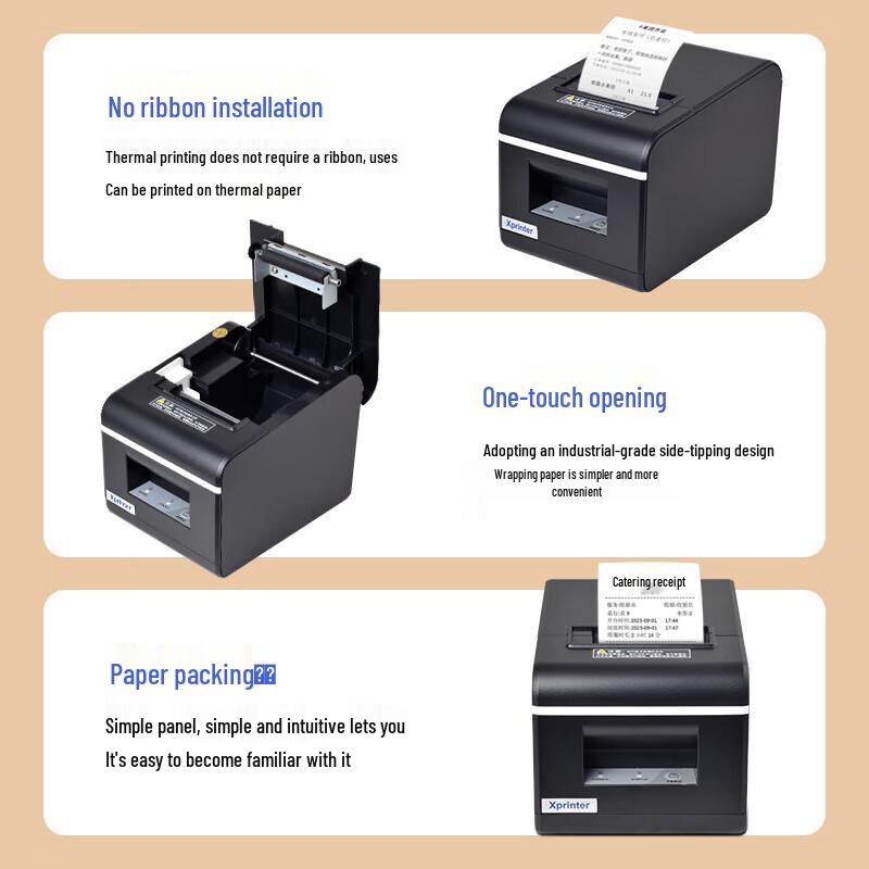 Термопринтер чеков Xprinter XP-Q90EC 58 мм, китайская вилка (адаптер в комплекте)
