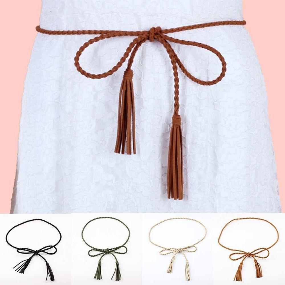 Trouser Decoration Simple Tassel Dress Waist Rope Woven Waist Belts Velvet Women Braided Belts