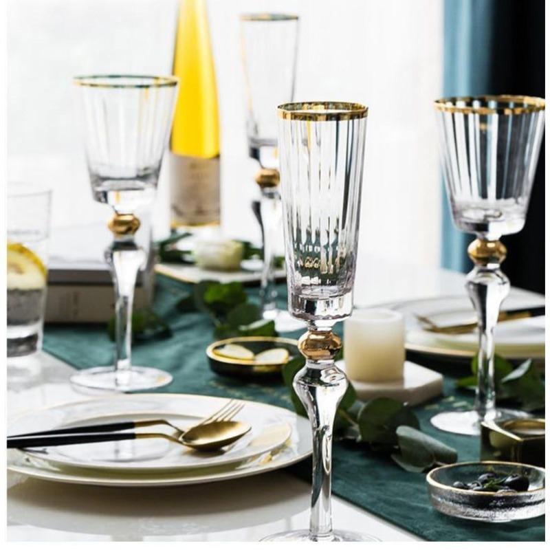 Creative Crystal Glass Red Wine Glass Vintage Sparkling Red Wine Glass Gold Edged Champagne Whiskey Cup Household Bar Drinkware