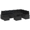 VidaXL Ensemble de Canapé de Jardin 9 pièces avec Coussins Noir Rattan Poly 3348699