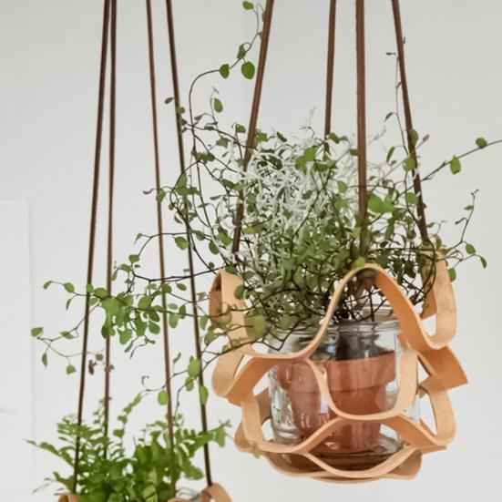 Подвесная корзина Многофункциональная полая подвесная корзина из искусственной кожи с суккулентами для проектов озеленения