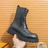 Ботинки Мартина осень и зима новые высокие ботинки мужские британские длинные голенища шнуровка высокий верх кожаные ботинки толстая подошва увеличивающие рост ботинки-локомотивы