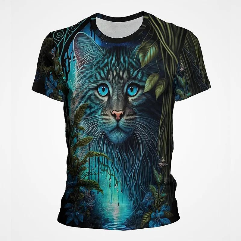 Забавные животные граффити арт графика 3D-принт топ с коротким рукавом хип-хоп круглый вырез короткий рукав мужские футболки