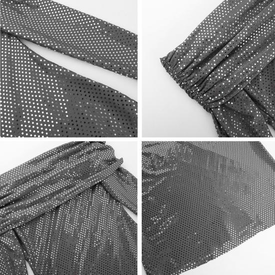 Женское вечернее платье с вырезом лодочкой, открытыми плечами, длинными рукавами, сверкающими пайетками, бронзовым отливом, без бретелек, облегающее платье для выпускного вечера, коктейльное платье макси