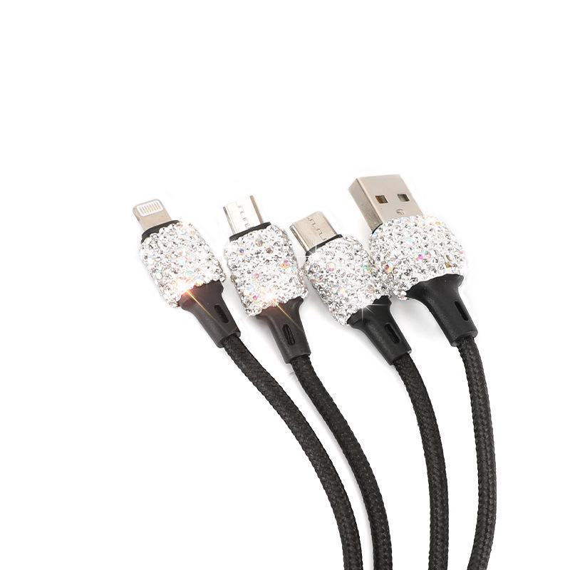 Автомобильное зарядное устройство с двумя USB-портами и алмазной инкрустацией, с интеллектуальным многофункциональным адаптером
