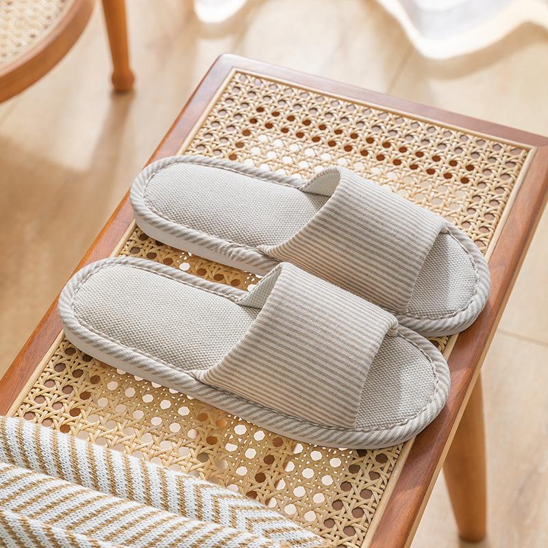 Льняные тапочки женские весенне-осенние на четыре сезона домашние хлопково-льняные домашние нескользящие летние мужские для пары