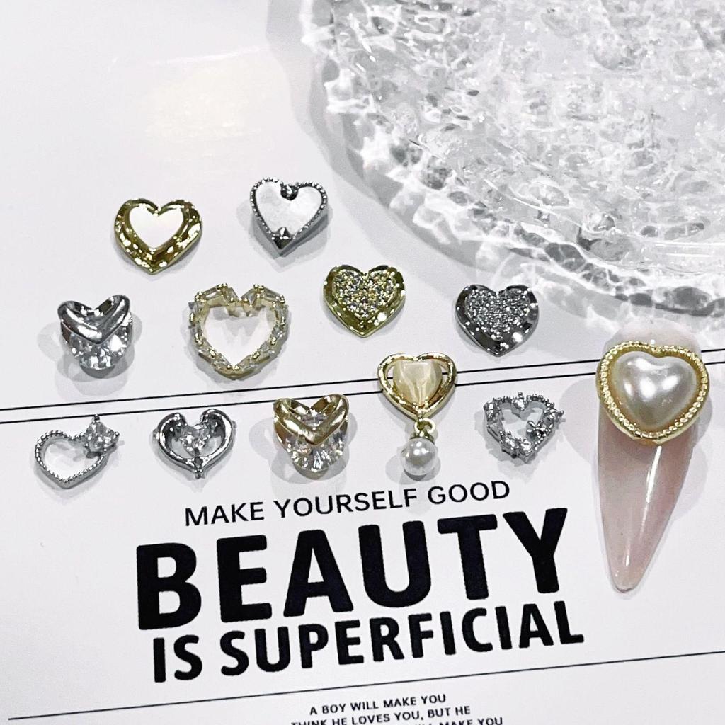 Retro Luxury DIY Rhinestone Heart Nail Accessories - Zircon Manicure Jewelry
