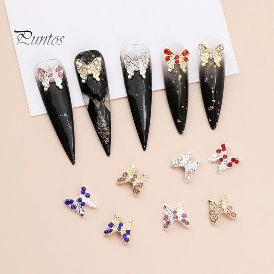 10 шт., подвески для ногтей в виде бабочек, блестящие стразы, инкрустация из искусственного кристалла, 3D подвески, аксессуары для маникюра «сделай сам», ювелирные изделия для дизайна ногтей, украшения для чехла для телефона, украшения для ногтей