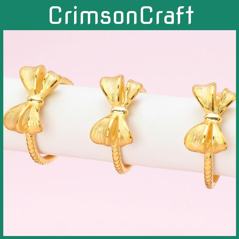 Stunning Gold Plated Brass Adjustable Butterfly Bow Ring For Women Perfect For Spring Fashion