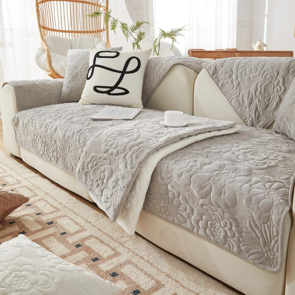 Узорчатый плюшевый зимний диван-подушка в пасторальном стиле противоскользящий чехол для дивана