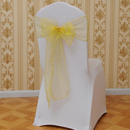5Pcs Organza Chair Sashes Bright Color Silky Wedding Decoration Clear Chair Cover Back Ties Wedding Reception Event Decor
