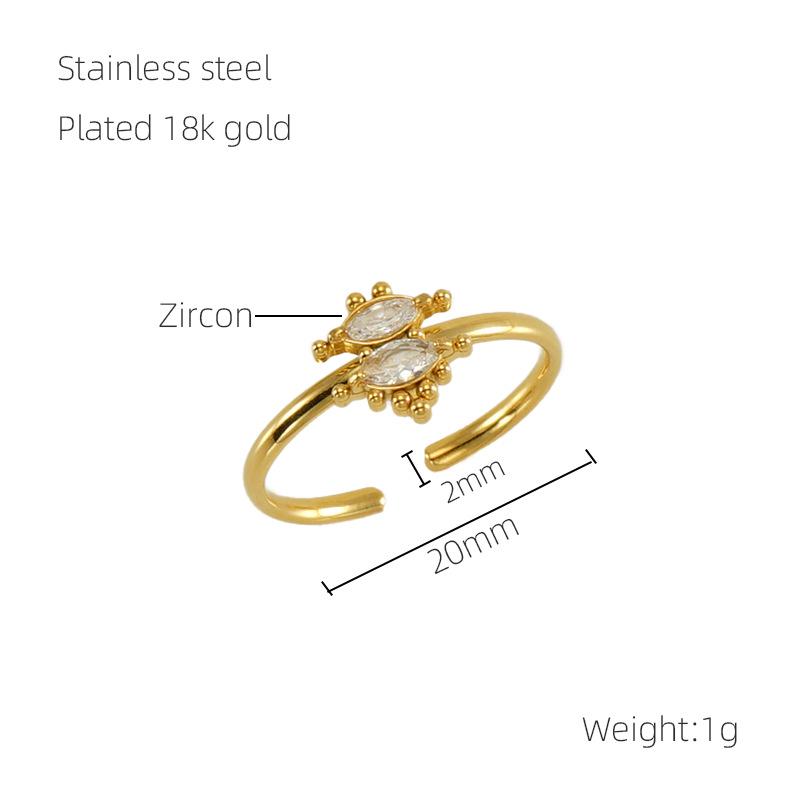 Zircon Inlaid Stainless Steel Christmas Tree Ring for Women - European & American Style, Light Luxury Titanium