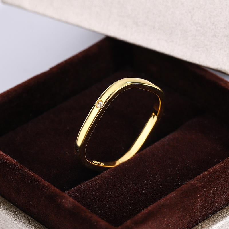 Женское кольцо с простыми линиями, стильное золотое квадратное геометрическое кольцо, высокое качество, ювелирные изделия для пар, подарок на годовщину, вечерние украшения
