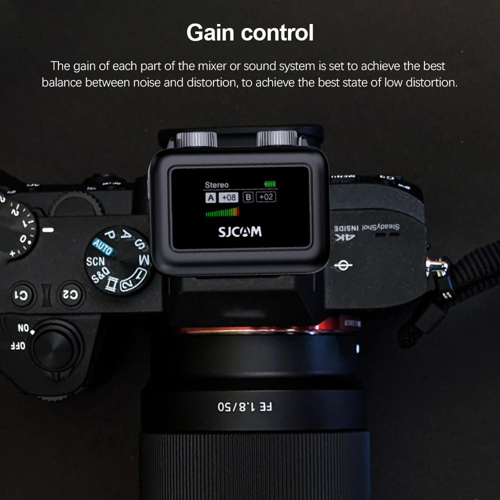 Беспроводная микрофонная система SJCAM M1 с 1 приемником и 2 микрофонами, ЖК-экраном, передача 50 м