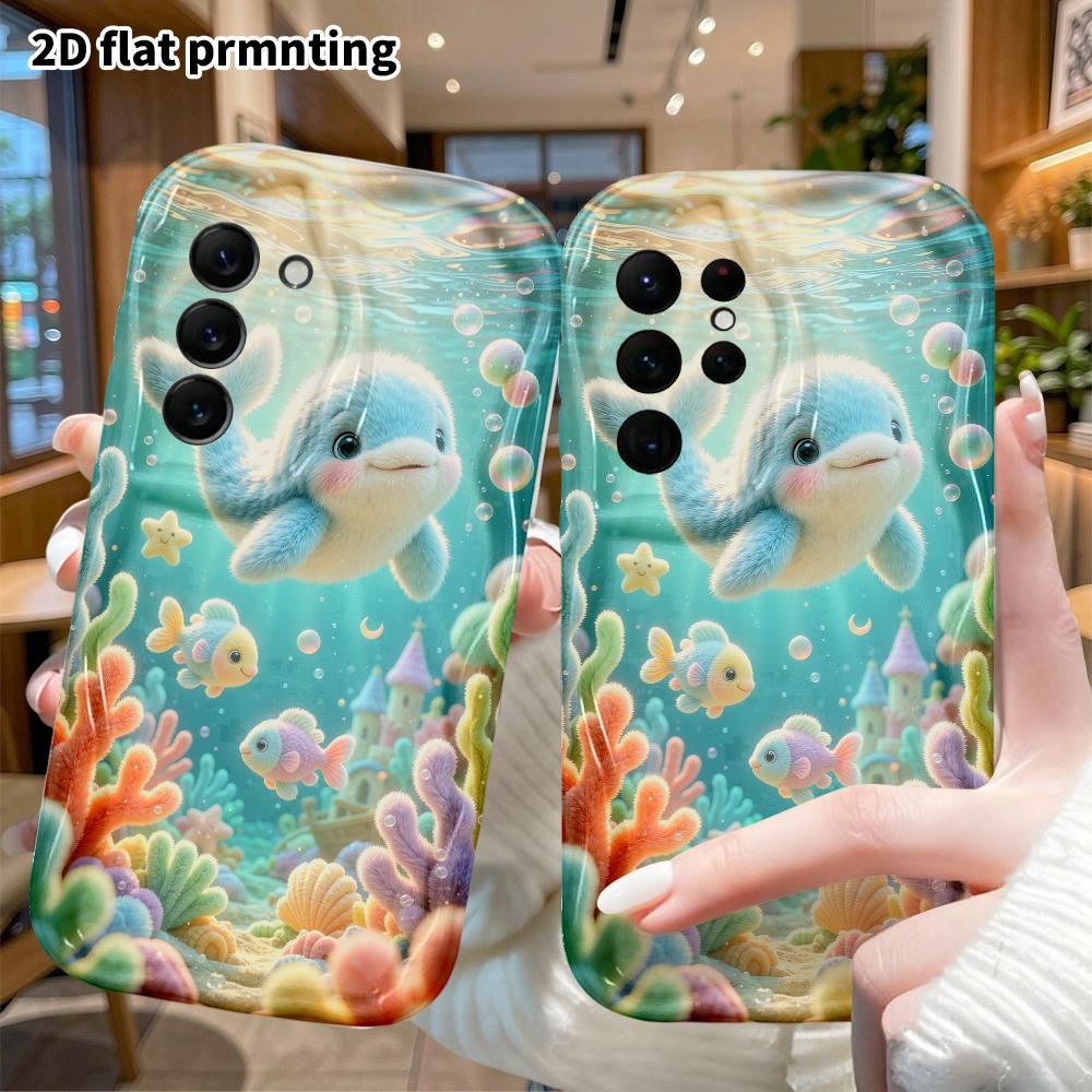 Phone case: 2D flat, suitable for Samsung Galaxy A34 A35 M05 M06 S20 S22 S21 FE Plus 5G protective case, little dolphin under the sea, perfect Christm
