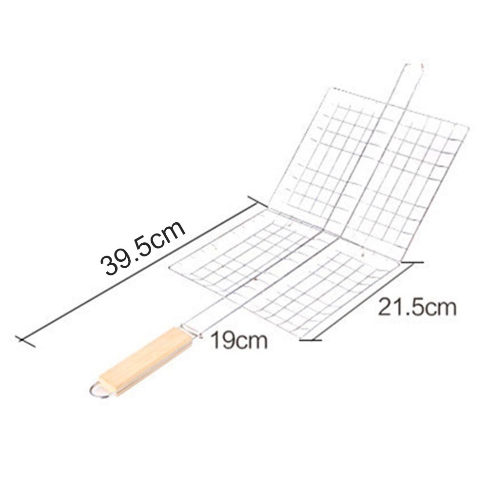Сетка для гриля из железной проволоки, корзина для барбекю, деревянная ручка для мяса, держатель для рыбы