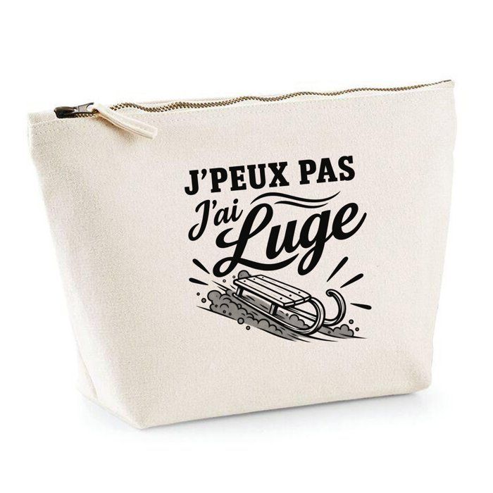 Trousse de toilette - PLANETEE - J’peux pas j’ai Luge (minimaliste) - Beige - 100% coton - 3 L