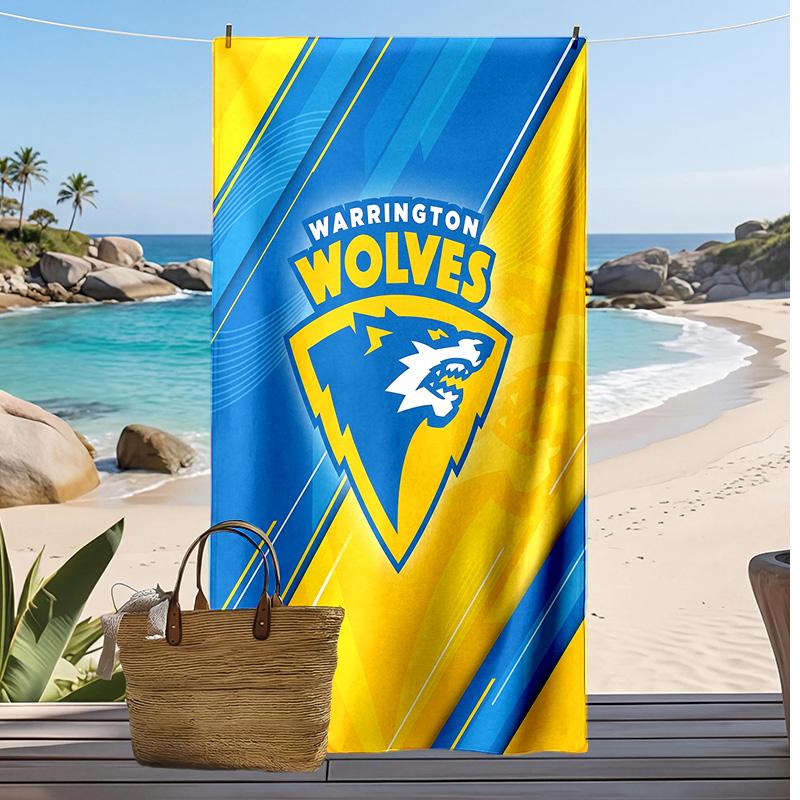 Warrington Wolves Print Beach Towel Soft Portable Quick?dry Towel For Pool Summer Vacation Outdoor Sport