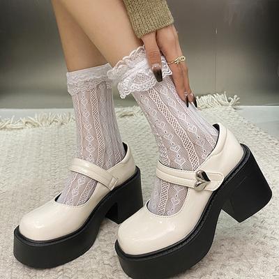 Женские туфли Мэри Джейн на толстой платформе, туфли-лодочки для вечеринок, летние 2024, новые туфли в стиле Лолиты, модные студенческие туфли JK Uniform для косплея на высоких каблуках