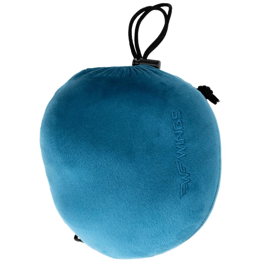 Wings Travel Pillow Croissant Made of Thermoplastic Foam Blue
