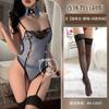 Sexy lingerie perspective open crotch female police instructor one-piece uniform lace splicing hot professional wear