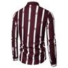 Весенняя мужская рубашка контрастного цвета с полосатым принтом, тонкие длинные рукава, отложной воротник, свободный однобортный формальный деловой стиль, повседневный топ