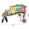 Premium 'Owl Family' Decorative Wooden Printed Key Holder for Home Decor Key Hangers Keychain Holder Key Stand & Key Holder(25 Cm, 6 Hooks)