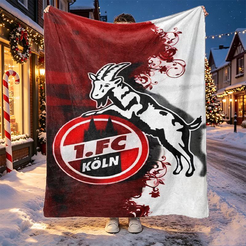 FC Koln Pattern Blanket for Home Decoration, Bed, Sofa, Car Travel, Camping, Suitable for All Seasons, Birthday Christmas Gift