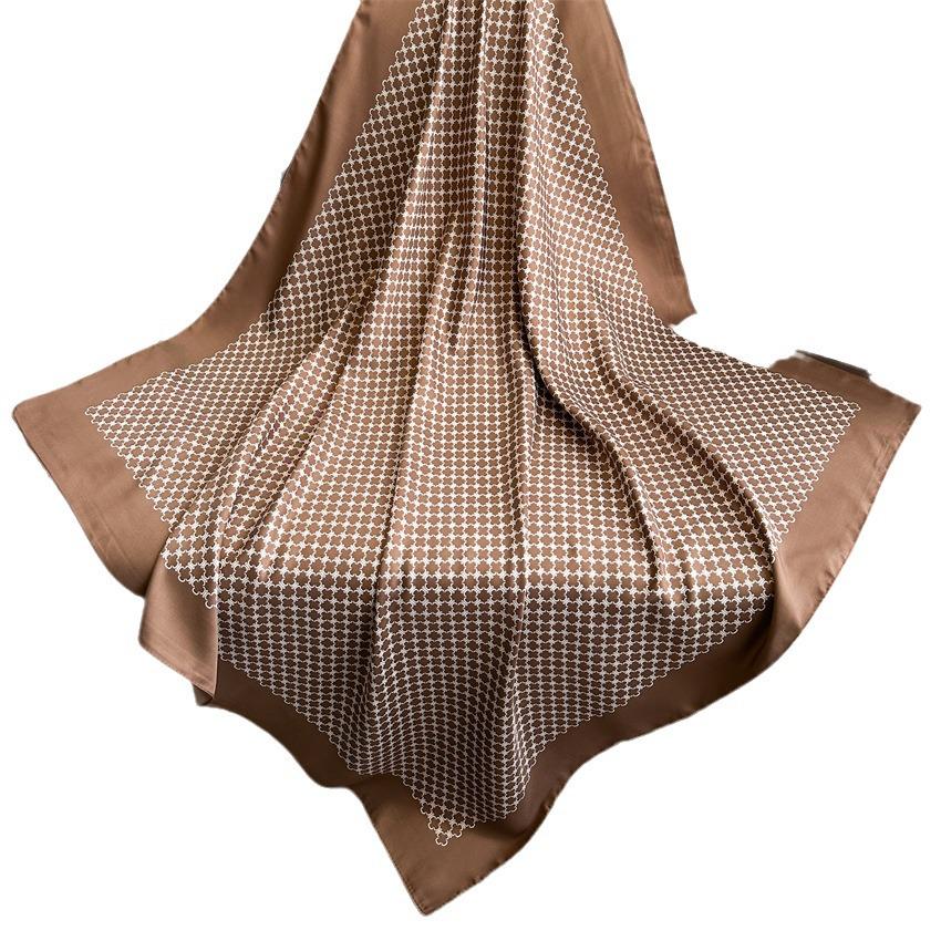 Versatile British-Style Silk Square Scarf - 90cm Solid Color Shawl & Headscarf