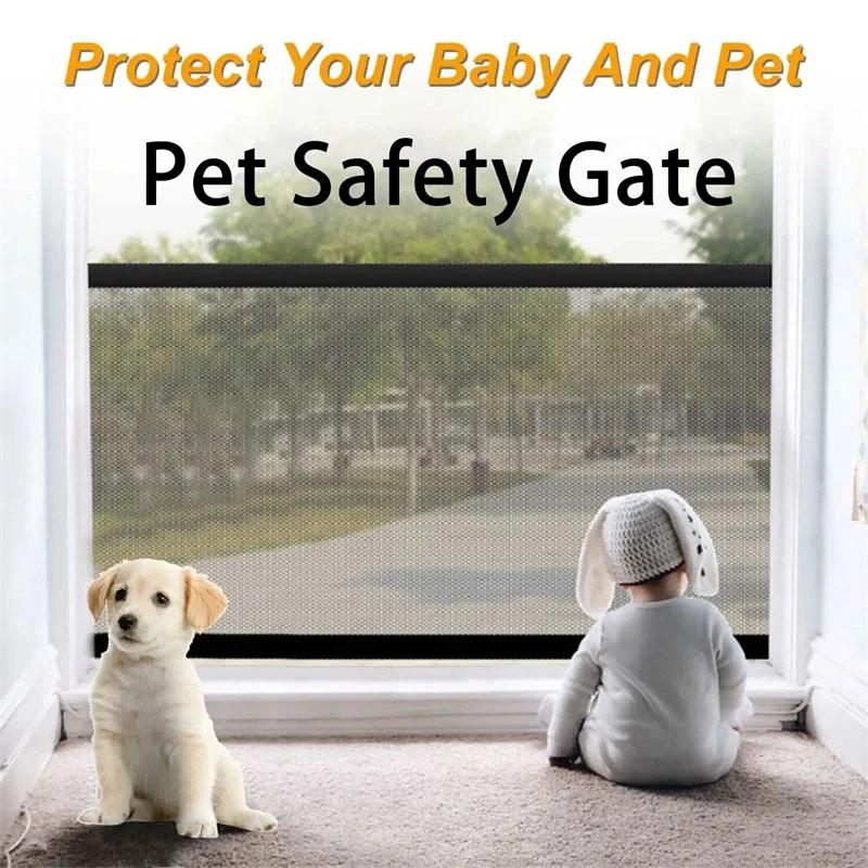 Pet Barrier Fence Портативный Воздухопроницаемый Сетчатый Лестничный Вход Кухня Внутренние Ворота Собаки Разделительный Щит Изолированные Детские Крючки Манеж