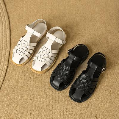 Модные женские сандалии 2025 Ретро вырез Гладиаторский стиль Летняя обувь Мягкая плетеная Открытый носок Женские уличные сандалии Сандалии на платформе