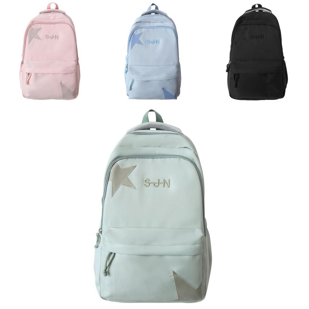 Five Pointed Star Nylon School Backpack For Students With Large Capacity And Curved Shoulder Straps For School Use