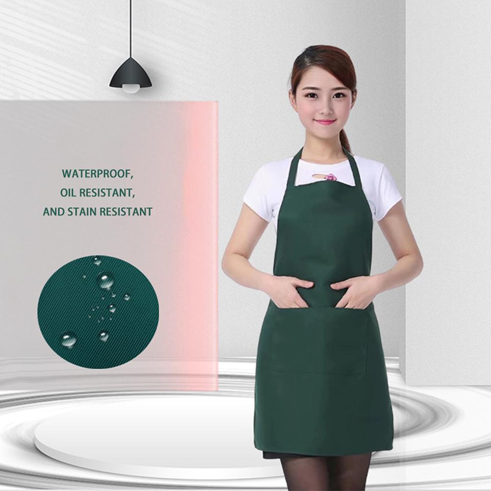 Однотонный водонепроницаемый фартук с карманом, стойкий к воздействию масел и загрязнений, нагрудник со шнуровкой, дышащий, многоразовый фартук, кухонные принадлежности