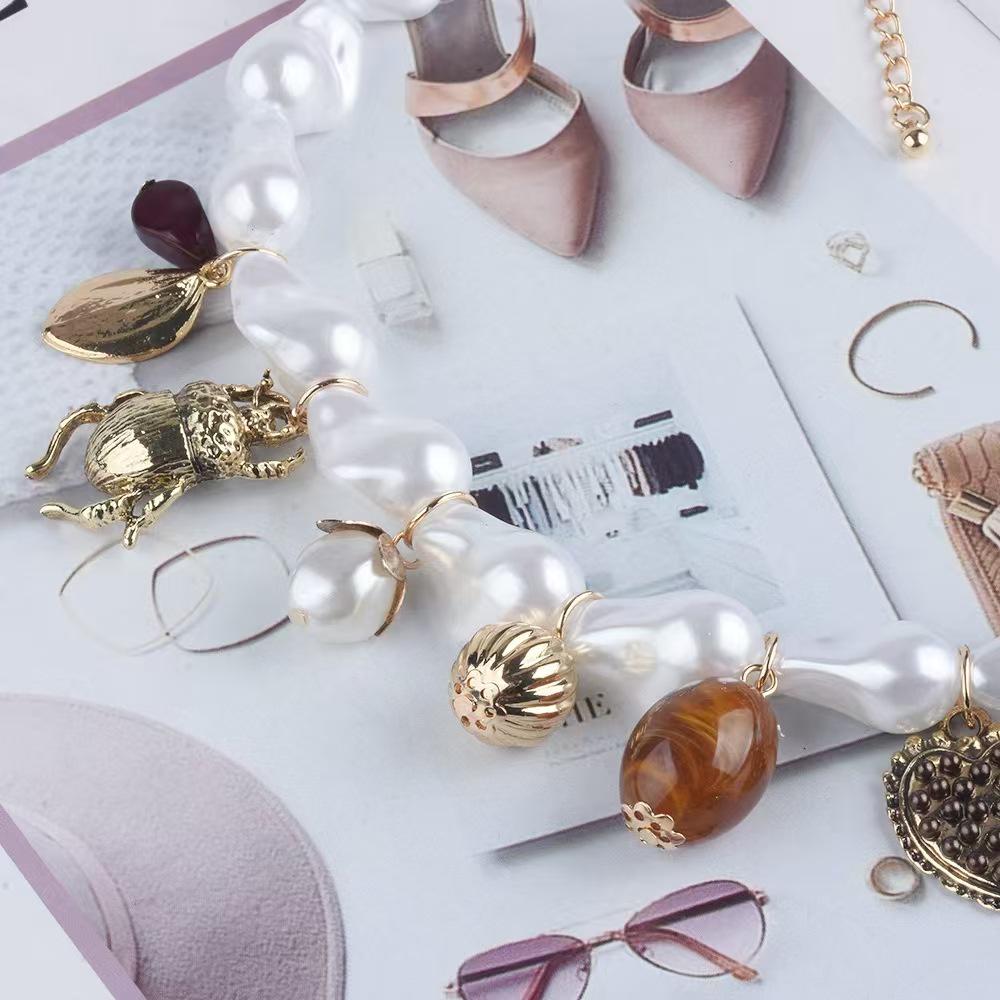 Винтажное жемчужное ожерелье в виде жука-сердца с душистым горошком - Элегантное эффектное украшение на ключицу для женщин